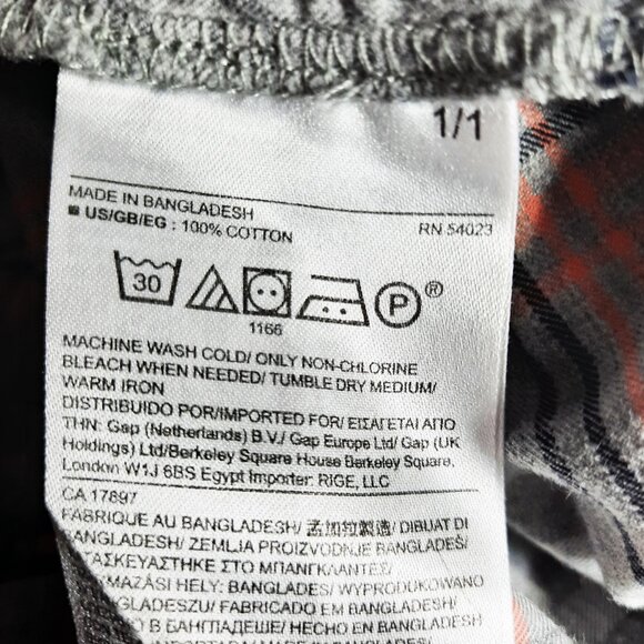 Banana Republic Women XS Plaid Shirt Cotton Button Down Long Sleeves Grey Orange - Picture 4 of 4